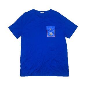 Moncler Logo Pocket T-Shirt Short Sleeve Crewneck Tee Blue Mens Designer Luxury